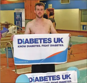  ??  ?? Ben Pollock fresh from swimming his 100 lengths at Atlantis to raise awareness and funds for Diabetes UK. Photo: Kevin McGlynn
