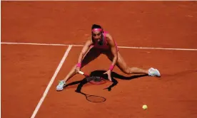  ?? David Winter/Shuttersto­ck ?? Caroline Garcia is at full stretch during her first-round loss to Anna Blinkova. Photograph: