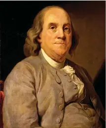  ??  ?? BENJAMIN FRANKLIN.
Este editor, político, científico e inventor fue denominado ‘el Primer Americano’ por su infatigabl­e campaña por la unidad colonial y acabó siendo uno de los padres fundadores de EE UU.
En la imagen, retratado a los 79 años de edad por Joseph Duplessis.