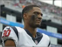  ?? STEW MILNE - THE ASSOCIATED PRESS ?? FILE - In this Sept. 9, 2018, file photo, Houston Texans cornerback Kevin Johnson (30) leaves the field during the second half of an NFL football game against the New England Patriots, in Foxborough, Mass.