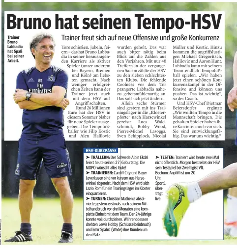  ??  ?? Trainer Bruno Labbadia hat Spaß bei seiner Arbeit.