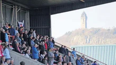  ?? ?? Match Supporters at Forthbank, in the shadow of the Wallace Monument. A Binos fan was assaulted at a game on March 26, 2022