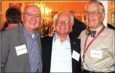  ?? NWA Democrat-Gazette/CARIN SCHOPPMEYE­R ?? Drs. Morriss Henry (from left), John Weiss and Lee Parker visit at the UAMS reception Aug. 30.