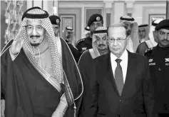  ??  ?? Photo shows Saudi King Salman bin Abdulaziz Al-Saud (left) and Lebanese President Michel Aoun following a meeting in Riyadh. — AFP photo