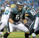  ?? THE ASSOCIATED PRESS FILE ?? The Philadelph­ia Eagles center Jason Kelce (62), left, and right tackle Lane Johnson, right, were named to the NFL All-Pro Team Friday