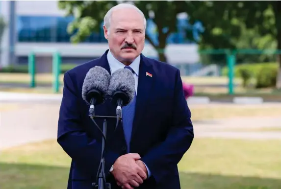  ?? (Tass) ?? Alexander Lukashenko in Minsk after casting his vote in the election