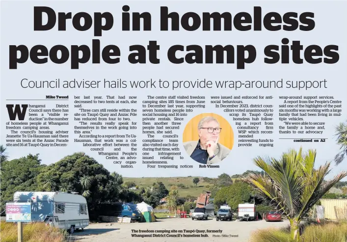  ?? Photo / Mike Tweed ?? The freedom camping site on Taupō Quay, formerly Whanganui District Council’s homeless hub.