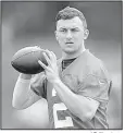  ??  ?? Quarterbac­k Johnny Manziel is eligible to sign a contract with the Hamilton Tiger-Cats of the Canadian Football League, who now have 10 days to offer a contract in order to retain his rights.