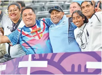  ?? Picture: JOVESA NAISUA ?? Fiji fans show their support for the Flying Fijians yesterday.