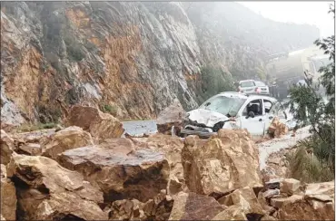  ??  ?? The Franschhoe­k Pass was expected to be open to traffic later today after being closed at the weekend due to rockfalls on the road which damaged vehicles. One person was injured and taken to hospital.