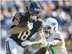  ?? BRIAN CASSELLA / CHICAGO TRIBUNE ?? Bears wide receiver Dante Pettis makes a catch against the Dolphins on Nov. 6 at Soldier Field.