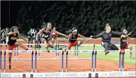  ?? Contribute­d photo by Shelly Culver ?? Jie Holmes was near the front of the pack in the 100 meter hurdles for Rockmart, earning a second place finish.