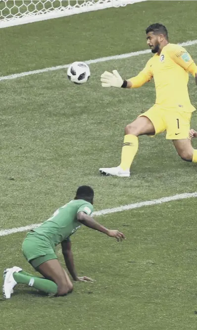  ??  ?? 0 Main: Denis Cheryshev scores Russia’s second goal in the 5-0 win over Saudi Arabia. Top right: Sub Artyom Dzyuba heads in the third soon after coming on. Bottom right: A fan makes a statement with his jacket, mask and wig.