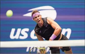  ?? Eduardo Munoz Alvarez / Associated Press ?? Rafael Nadal, of Spain, serves to Daniil Medvedev, of Russia, during the men’s singles final of the U.S. Open tennis championsh­ips in New York in 2019. Nadal pulled out of the U.S. Open on Friday, and said he will not play tennis again this year because of a nagging foot injury.