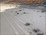  ?? ?? The Racetrack in Death Valley is famous for tracks rocks moving on the dry lake bed. left by