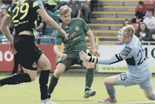  ?? PICTURE: DONALL FARMER/PA ?? 0 Stuart Armstrong finds the net during Celtic’s nine-goal victory in Dublin on Saturday.