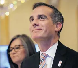  ?? Al Seib Los Angeles Times ?? L.A. MAYOR Eric Garcetti, above in March, campaigned four years ago as someone who would stand up for Department of Water and Power ratepayers.