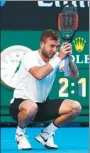  ?? EDGAR SU / REUTERS ?? Dan Evans reacts during his fourth-round loss to Jo-Wilfried Tsonga on Sunday.