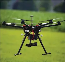  ??  ?? CORDOVA: In this June 11, 2015, file photo, a hexacopter drone is flown during a drone demonstrat­ion. —AP