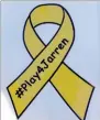  ??  ?? A yellow and black commemorat­ive decal in the shape of a ribbon bears Prairie Grove school colors in remembranc­e of Jarren Sorters (Sept. 11, 2000 — Aug. 11, 2016), who would have been a senior at Prairie Grove this year. His parents, Joey and Donna Sorters, of Prairie Grove, created the Play4Jarre­n Foundation in his memory as means to raise funds to aid families dealing with childhood cancer.