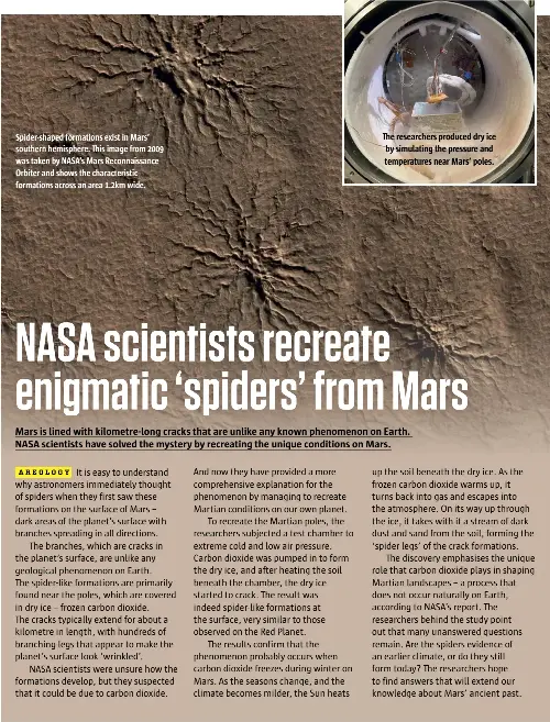 NASA scientists recreate enigmatic ‘spiders’ from Mars - PressReader