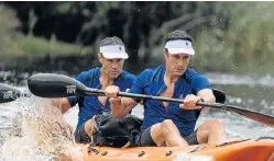  ??  ?? TOUGH GUYS: Mark, left, and John Collins, who participat­e in the Expedition Racing series,Mark will share his adventure racing story at the Knysna Literary Festival