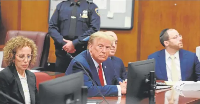  ?? // REUTERS ?? El expresiden­te Donald Trump, en febrero pasado durante una vista judicial en Nueva York