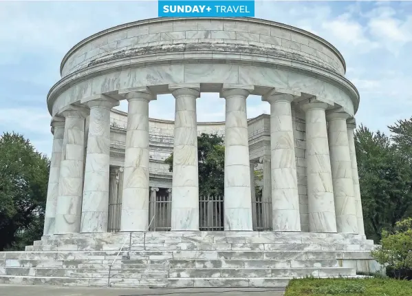  ?? ?? Warren and Florence Harding are entombed near their Marion home in a monument that resembles an ancient Greek temple.