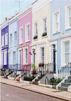  ??  ?? Vibrant: A colourful row of terrace homes in London