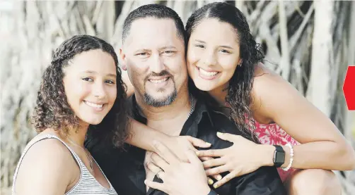  ??  ?? El exjugador de béisbol Doble A, Luis Ernesto Victoriá, junto a sus hijas Sofía y Pilar, jugadoras de la Selección Nacional de voleibol.