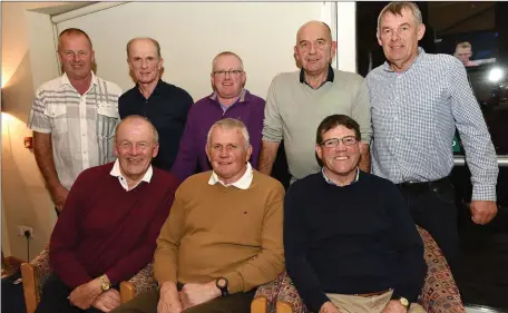  ??  ?? Mick Mc Evoy , Matt Mc Dermott , Mick Holcroft, Francis Mc Evoy, Tony Morgan, Kevin Cullough , Johnny Mc Donnell and Vincent Mc Evoy, the Olympico golf group who have met for the last twenty years at Seapoint golf club at discover the Boyne Valley evening at Seapoint Golf Club