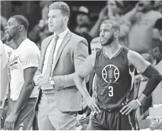  ?? ROBERT HANASHIRO, USA TODAY SPORTS ?? “We can’t win a championsh­ip without Blake,” guard Chris Paul, right, said about Clippers big man Blake Griffin, center.