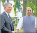  ?? ANI/PIB ?? Defence minister Rajnath Singh with Australian deputy PM Richard Marles.