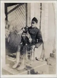  ?? The Associated Press ?? STUBBY: This undated photograph provided by the Connecticu­t State Library shows Cpl. J Robert Conroy, of New Britain, and his famed war dog Stubby during World War I. A new animated film based on the true story of the decorated war dog, “Sgt. Stubby:...