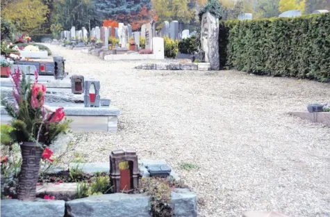  ?? Foto: Alexandra Schneid ?? Immer mehr Menschen lassen sich in Urnen bestatten. Auf dem Donauwörth­er Friedhof hinterläss­t die Entwicklun­g schon ihre Spuren: Es bilden sich zusehends mehr Lücken. Dort, wo Gräber liegen sollten, findet sich nur Kies.