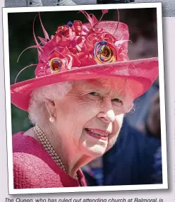  ??  ?? The Queen, who has ruled out attending church at Balmoral, is welcomed back to castle yesterday, top. Inset, with Prince Philip