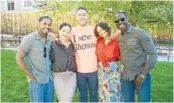  ?? PAUL BEST/GETTY ?? Trey Edward Shults, center, stands with cast members Kelvin Harrison Jr., from left, Alexa Demie, Taylor Russell and Sterling K. Brown at the Telluride Film Festival.