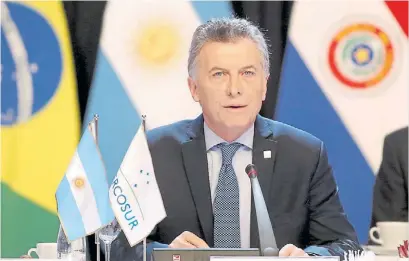  ?? REUTER ?? Mensaje. El presidente argentino durante el discurso en la sesión de los presidente­s del Mercosur.