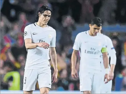  ?? FOTO: GETTY IMAGES ?? Cavani, junto a Thiago Silva El capitán del PSG criticó al uruguayo y a Pastore por su retraso en volver a los entrenamie­ntos