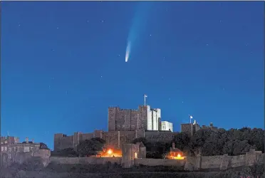  ?? Pic: Greg Esson ?? Neowise photograph­ed above Dover Castle