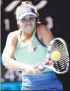  ?? (AP) ?? Sofia Kenin of the US makes a backhand return to Tunisia’s Ons Jabeur during their quarter-final match at the Australian Open tennis championsh­ip in Melbourne,
Australia on Jan 28.