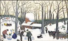  ??  ?? Grandma Moses, who painted the cozy snow scene “Bringing in the Maple Sugar” in 1938, became one of the best-known artists of the 1950s.