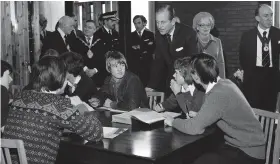  ??  ?? VISIT:
Prince Philip meets students at Stoke-on-trent Sixth Form College.