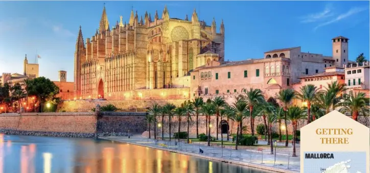  ??  ?? Discover the beautiful city of Palma de Mallorca by bicycle and drink in the cultural delights like a visit to the stunning La Seu Cathedral