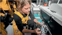  ??  ?? Taking a sample on board Turn the Tide on Plastic.