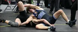  ?? DREW ELLIS — THE OAKLAND PRESS ?? Detroit Catholic Central’s Anthony Walker (right) tries to complete a takedown in the closing seconds of his 130-pound match with Davison’s Cameron Freeman (left) in the Division 1state final on Tuesday.