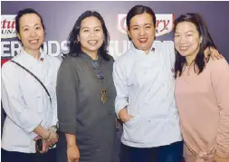  ??  ?? (From left) Century Tuna corporate chefs Ysa Bungabong, Donna Morales and Apple Gutierrez with Heart Alikpala.