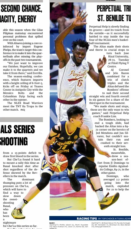  ?? —AUGUST DELA CRUZ ?? Prinze Eze and the Altas easily tower over Justin Padua and the Heavy Bombers during their NCAA showdown Tuesday.