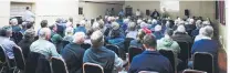  ?? PHOTO: REBECCA RYAN ?? Packed . . . More than 120 people attended a public meeting at Weston Hall on Tuesday night to discuss the longterm effects of largescale carbon farming in the headwaters of the Kakanui River.