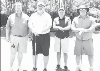  ?? Submitted Photo ?? First Place in the Second Flight went to the team of, from left, C.C. Perry, Don Mills, King Casbeer and Pete Moery who brought in a final round score of 66.